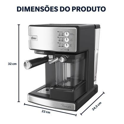 Imagem de Cafeteira Espresso Oster Nova PrimaLatte Inox para Cápsula, Pó e Sachê