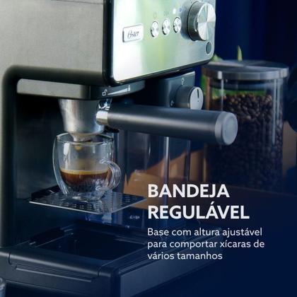 Imagem de Cafeteira Espresso Oster PrimaLatte Auto-Frothing 15 Bar Cápsula Pó e Sachê Inox 220V