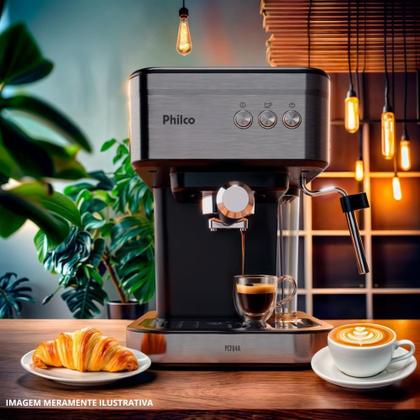 Imagem de Cafeteira Expresso Philco PCF04A 1,2L Pressão de 20 Bar, Aço Inox Com Saída de Vapor, Filtro Removível e Aquecedor de Xícaras