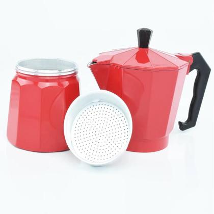 Imagem de Cafeteira Italiana Alumínio 6 Xícaras Manual 300ml Vermelha