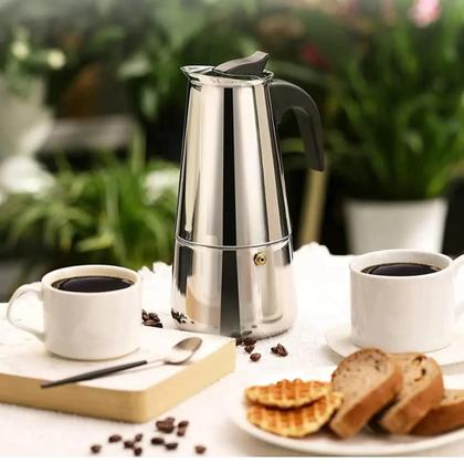 Imagem de Cafeteira Italiana Expresso inoxidável italiana 6  Xicara Filtro Térmica Manual Com Filtro Café Chá 
