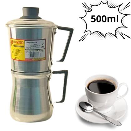Imagem de Cafeteira Italiana Extra Forte Alumínio Polido 1/2 Litro Mocha JR 500ml 2 a 4 Xícaras Café Blogueira Diversas Cores