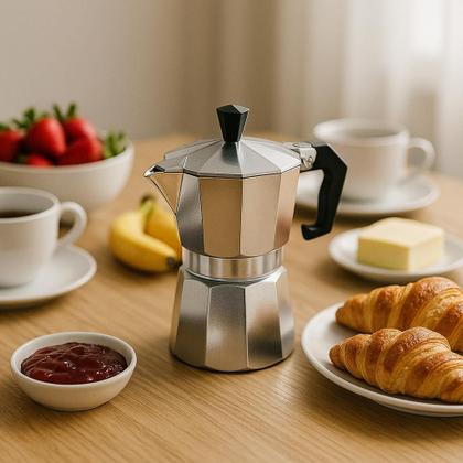 Imagem de Cafeteira Italiana Inox 3 Xícaras De Café Moka - Economia de Café