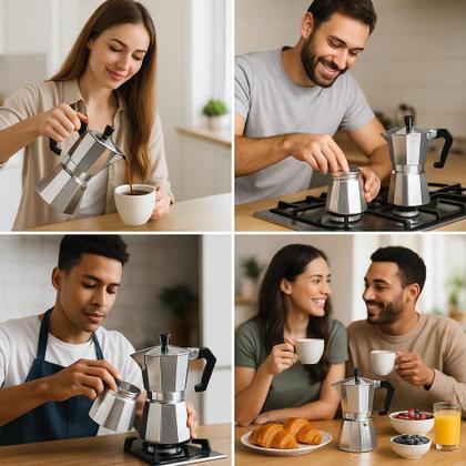 Imagem de Cafeteira Italiana Inox 3 Xícaras De Café Moka - Economia de Café