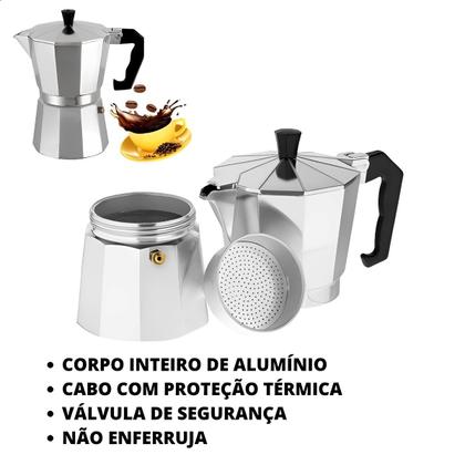 Imagem de Cafeteira Italiana Moka 3 Xícaras Expresso S/ Filtro fogão