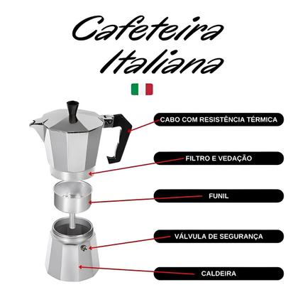 Imagem de Cafeteira Italiana Moka 3 Xícaras Expresso S/ Filtro fogão