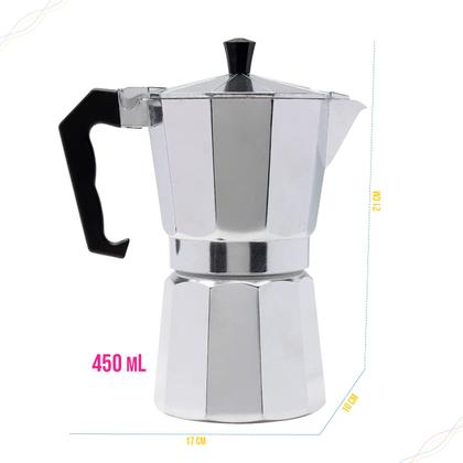 Imagem de Cafeteira Italiana Moka de Fogão Café Expresso Inox 9 Xícaras 450ml