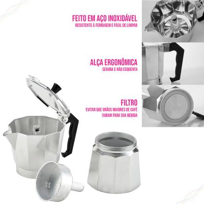 Imagem de Cafeteira Italiana Moka de Fogão Café Expresso Inox 9 Xícaras 450ml