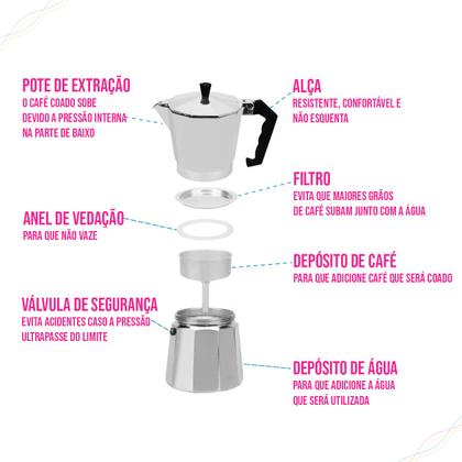 Imagem de Cafeteira Italiana Moka de Fogão Café Expresso Inox 9 Xícaras 450ml