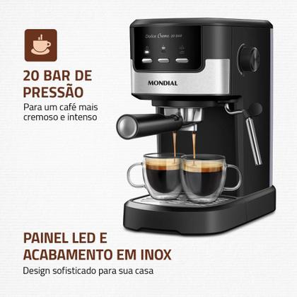 Imagem de Cafeteira Mondial Expresso Dolce Crema 20 Bar C20EC 220V Porta Cápsulas Dolce Gusto CPCDG
