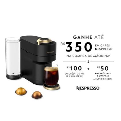 Imagem de Cafeteira Nespresso Vertuo Pop+ Preta e Dourada para Café Espresso