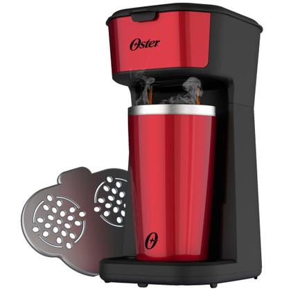 Imagem de Cafeteira oster 600w função 2x1 c/ copo termico - vermelha