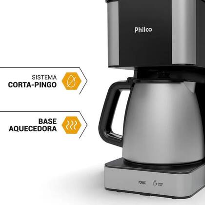 Imagem de Cafeteira Philco Inox Preto 40 Cafezinhos 1,6 Litros 950w