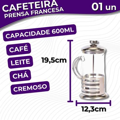 Imagem de Cafeteira Prensa Francesa Cremeira Café Leite 600ml Casita