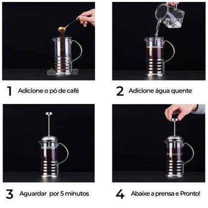 Cafeteira Prensa Francesa Cremeira Vidro 350ml - Wincy Imagem de Cafeteira Prensa Francesa Cremeira Vidro 350ml