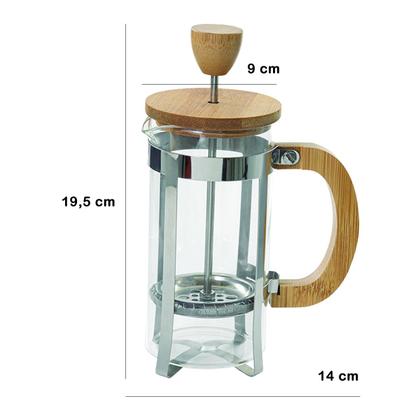 Imagem de Cafeteira Prensa Francesa Tampa Alça Bambu 600ml Mimo Style
