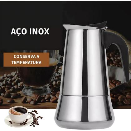 Imagem de Cafeteira Tipo Italiana Aço Inox 9 Xícaras Expresso Café Moka Com Pegador Manual Premium