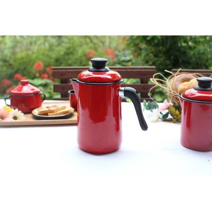 Imagem de Cafeteira Tradicional Esmaltada Vermelha 1,1 L Ewel