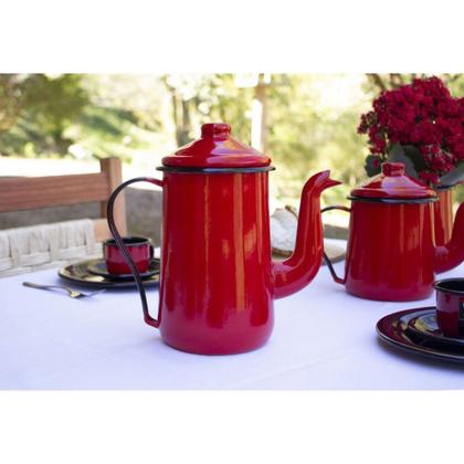 Imagem de Cafeteira Tradicional Esmaltada Vermelha 1,1 L Ewel