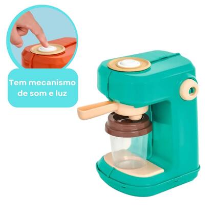 Imagem de Cafeteria Brinquedo Com Luz, Som Cafeteira De Faz De Conta Para Crianças Brincarem de Empreender ou De Cozinha - Usual