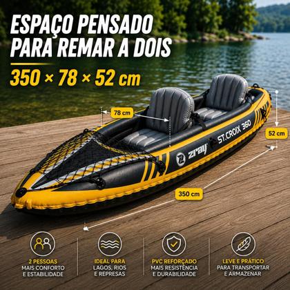 Imagem de Caiaque Inflável Duplo 160kg Remos Bomba Zray St Croix 360