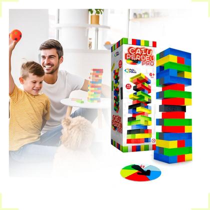 Imagem de Caiu perdeu pro 45 peças roleta jenga colorido jogo infantil