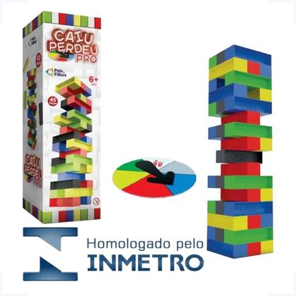 Imagem de Caiu perdeu pro 45 peças roleta jenga colorido jogo infantil