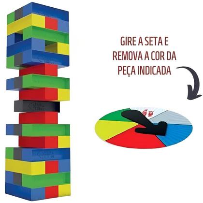 Imagem de Caiu perdeu pro 45 peças roleta jenga colorido jogo infantil