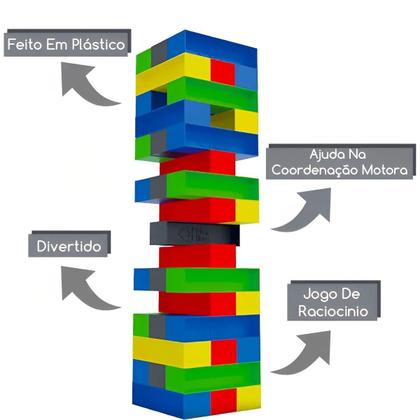 Imagem de Caiu perdeu pro 45 peças roleta jenga colorido jogo infantil
