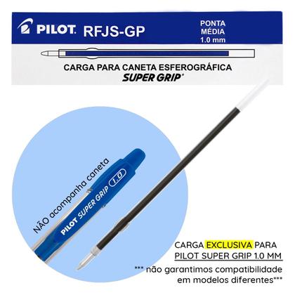 Imagem de Caixa 12 Carga p/ Caneta Esferográfica PILOT Super Grip 1.0 mm Ponta Média ref RFJS-GP