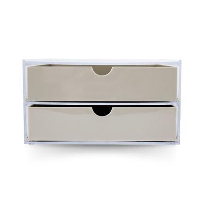 Imagem de Caixa 2 Gavetas Organizadora Bege Multiuso Escritório Mesa