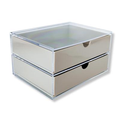 Imagem de Caixa 2 Gavetas Organizadora Bege Multiuso Escritório Mesa