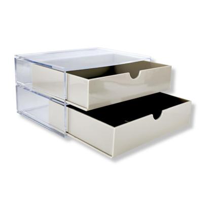 Imagem de Caixa 2 Gavetas Organizadora Bege Multiuso Escritório Mesa