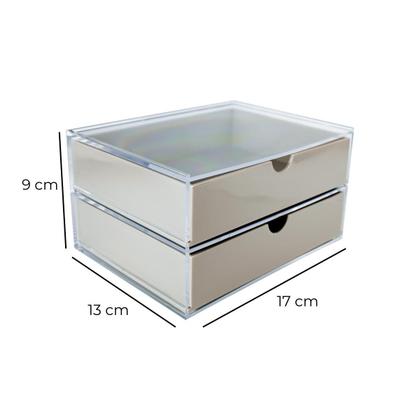 Imagem de Caixa 2 Gavetas Organizadora Bege Multiuso Escritório Mesa