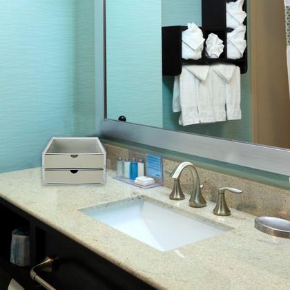 Imagem de Caixa 2 Gavetas Organizadora Bege Multiuso Escritório Mesa