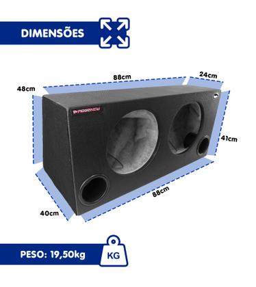 Imagem de Caixa 2 Subwoofer 12" com 2 Duto 4" 100 Litros Regency
