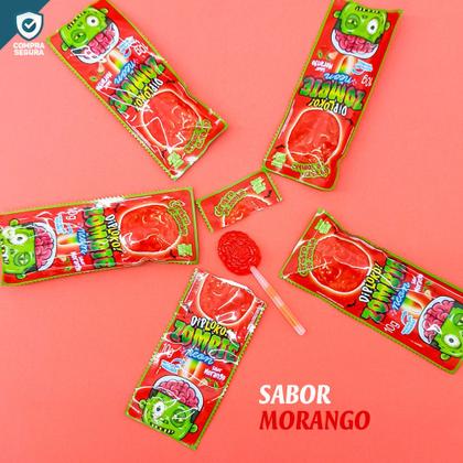 Caixa 30x10g Pirulito Neon Zumbi Doce Guloseimas Divertido