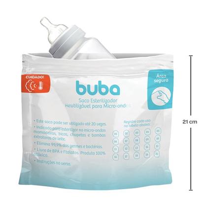 Imagem de Caixa 6 Sacos Esterilizadores Mamadeira e Chupeta Microondas Reutilizavel Buba