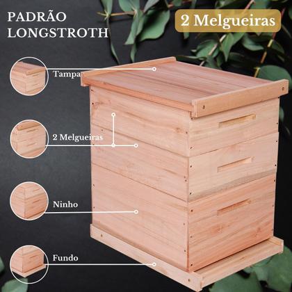 Imagem de Caixa Abelha Padrão Langstroth Eucalipto 2 Melgueiras KIT 5 UNIDADES