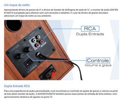 Imagem de Caixa Acústica Monitor De Audio 24w Rms R1000t4 2.0 Bivolt Edifier (Par) - Preto