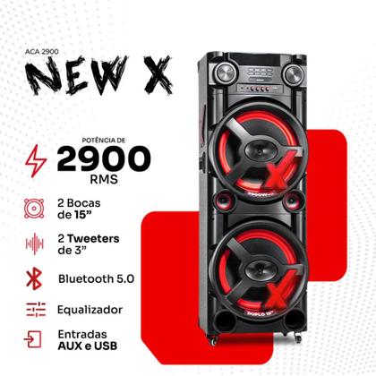 Imagem de Caixa Amplificada Amvox ACA 2900 New X 2900W Bluetooth LED Bivolt
