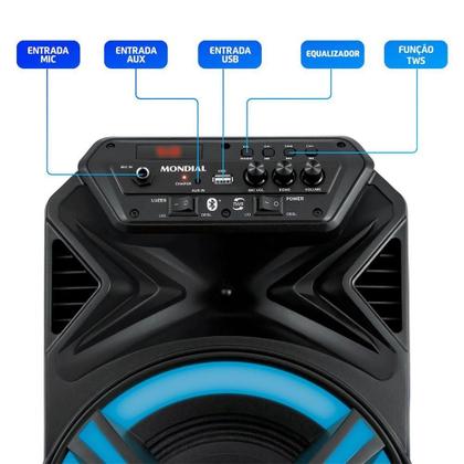 Caixa Amplificada Mondial Preto 400W RMS CM-400-L Bivolt - Caixa