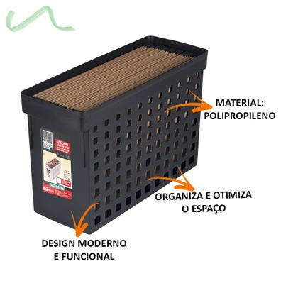 Imagem de Caixa Arquivo Móvel Estreito Preto Para Pastas Suspensas