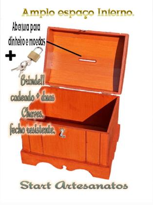 Imagem de Caixa Bau De Madeira Mdf Cofre Urna Com Fecho Com Cadeado