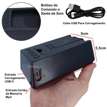 Imagem de Caixa Bluetooth com Rádio FM, Relógio Digital e Suporte para Celular DG207