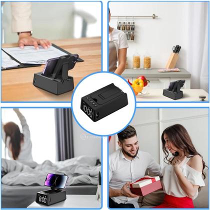 Imagem de Caixa Bluetooth com Rádio FM, Relógio Digital e Suporte para Celular DG207