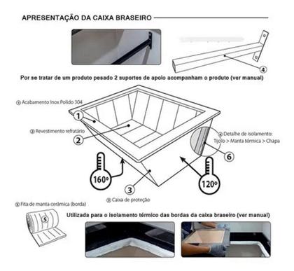 Imagem de Caixa Braseiro 80X50 para Churrasqueira em Aço Inox - JX Metais