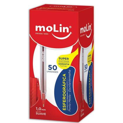 Imagem de Caixa c/ 50Un Caneta Esferográfica 1.0mm Transparente Molin
