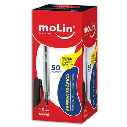 Imagem de Caixa c/ 50Un Caneta Esferográfica 1.0mm Transparente Molin