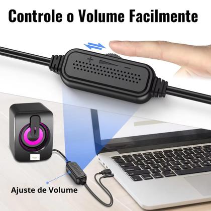 Imagem de Caixa Caixinha De Som Pc Notebook Gamer Usb Led Rgb Potente